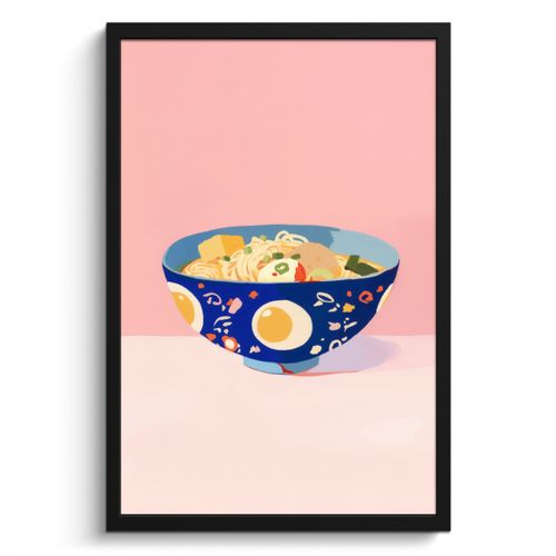 Cuadros enmarcados - Fideos - Cuenco - Azul - Ilustración