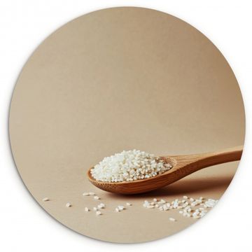 Cuadro redondo - Cuchara - Arroz - Madera - Beige
