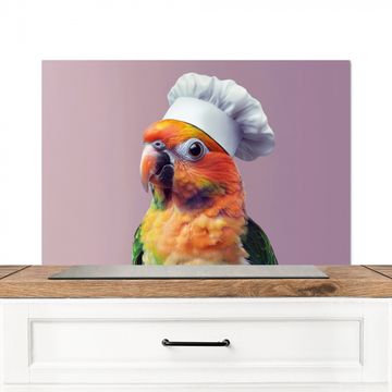 Salpicaderos de cocina - Loro - Gorro de cocinero - Curioso - Pájaro