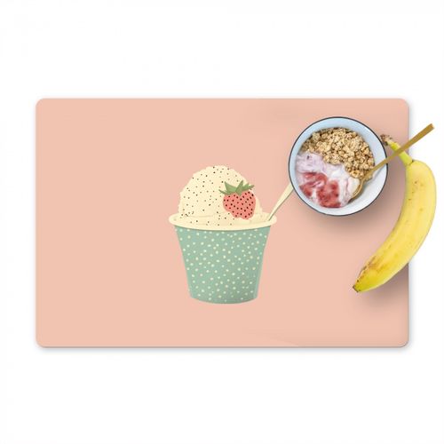 Salvamanteles - Bandeja - Helado - Fresa - Rosa