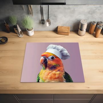 Protector de inducción - Loro - Gorro de cocinero - Curioso - Ave