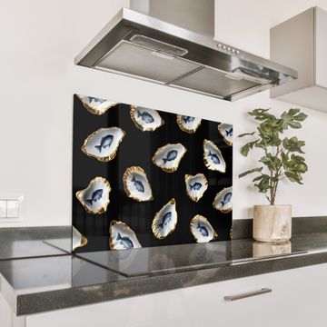 Salpicaderos de cocina - Ostras - Pescado - Azul - Oro