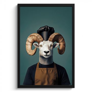 Cuadros enmarcados - Cabra - Cuernos - Ropa de cocinero