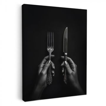 Lienzos decorativos - Cubiertos - Negro - Blanco