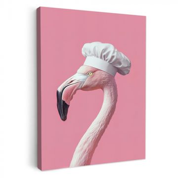 Lienzos decorativos - Flamenco - Rosa - Gorro de cocinero - Ave