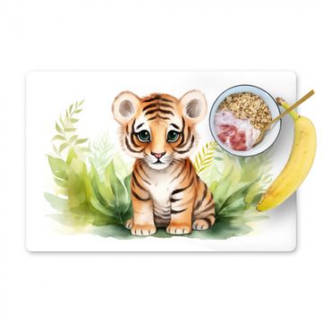 Salvamanteles - Tigre - Plantas - Niño - Acuarela - Vida salvaje