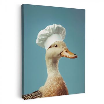 Lienzos decorativos - Pato - Gorro de cocinero - Lindo - Ave