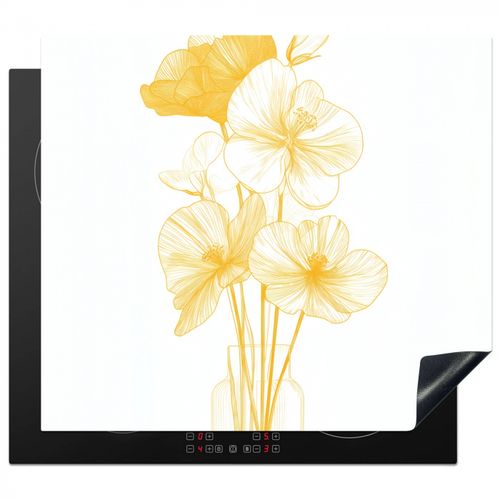 Dibujo lineal - Flores - Amarillo - Jarrón