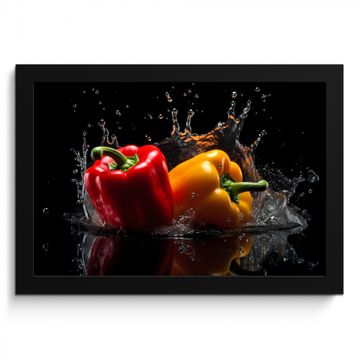 Cuadros enmarcados - Pimiento - Agua - Negro - Vegetal - Rojo - Amarillo