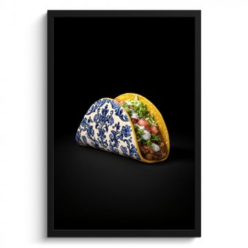 Cuadros enmarcados - Taco - Carne - Ensalada - Azul de Delft - Motivo