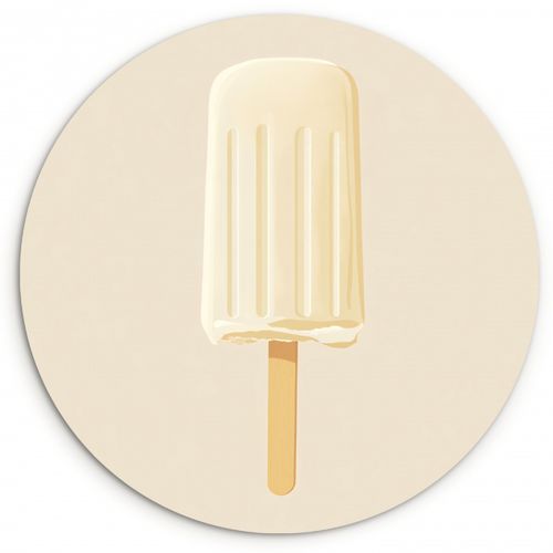 Cuadro redondo - Minimalista - Helado de agua - Stick - Beige