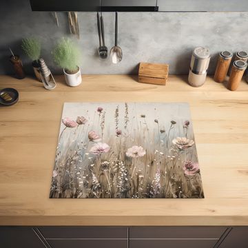 Protector de placa de induccion - Flores - Rosa - Moderno - Beige