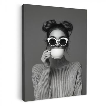 Lienzos decorativos - Mujer - Café - Negro - Blanco