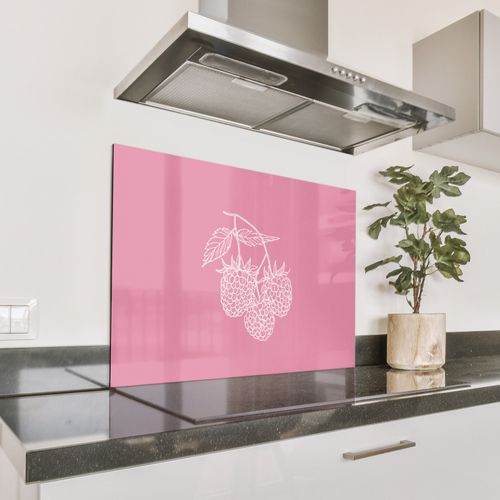 Salpicaderos de cocina - Frambuesas - Tallo - Dibujado - Rosa