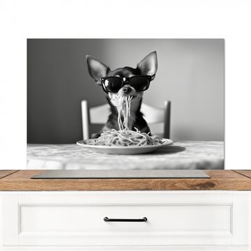 Salpicaderos de cocina - Chihuahua - Perro - Gafas de sol - Humor - Negro - Blanco - Espagueti