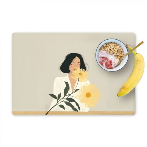 Salvamanteles - Mujer - Flor - Amarillo - Minimalista