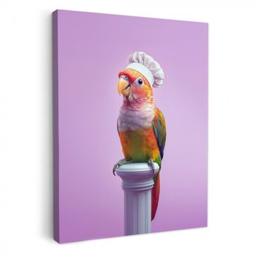 Lienzos decorativos - Loro - Gorro de cocinero - Columna - Ave
