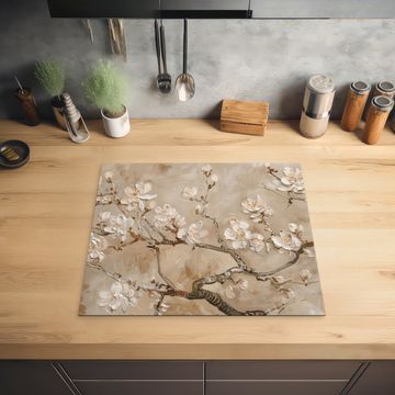 Protector de placa de induccion - Flores - Moderno - Beige - Blanco - Blossom