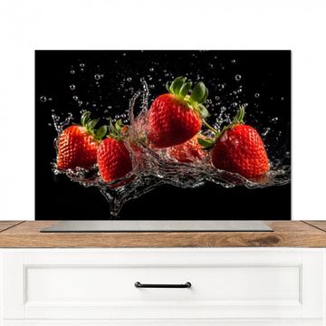 Salpicaderos de cocina - Fresas - Fruta - Rojo - Agua - Negro
