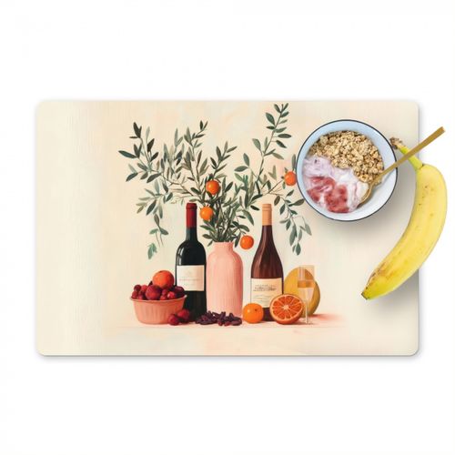 Salvamanteles - Botellas de vino - Ramas - Naranjas