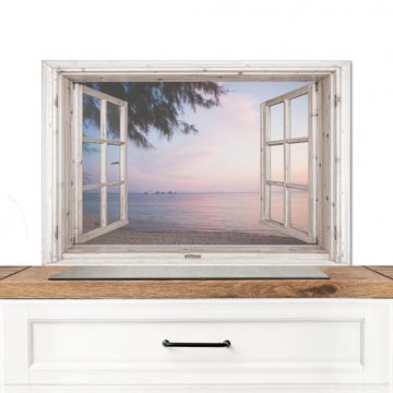 Salpicaderos de cocina - Vista de la playa al atardecer