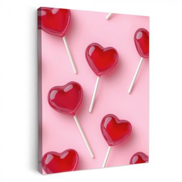 Lienzos decorativos - Piruletas - Corazones - Rosa