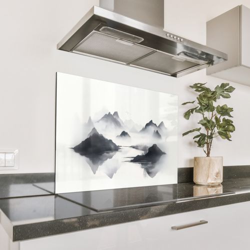 Salpicaderos de cocina - Montañas - Niebla - Agua - Blanco