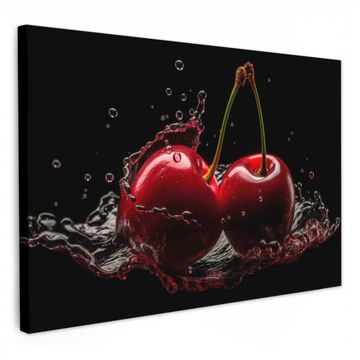 Lienzos decorativos - Cereza - Rojo - Fruta - Agua - Negro