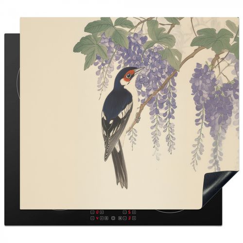 Protector de placa de induccion - Pájaro carpintero - Flores - Morado