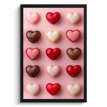 Cuadros enmarcados - Macarrones - Corazones - Colorido - Rosa