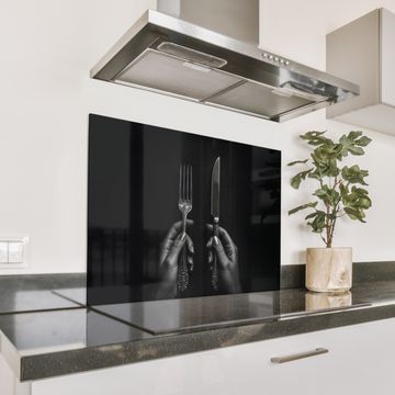 Salpicaderos de cocina - Cubiertos - Negro - Blanco