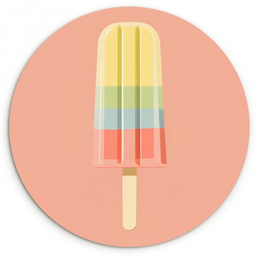 Cuadro redondo - Helado de agua - Tonos pastel - Minimalista