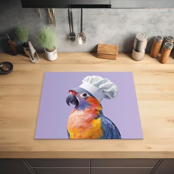 Protector de inducción - Loro - Gorro de cocinero - Morado - Lindo