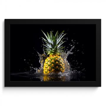 Cuadros enmarcados - Piña - Fruta - Agua - Plantas - Negro