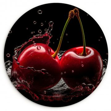 Cuadro redondo - Cereza - Rojo - Fruta - Agua - Negro