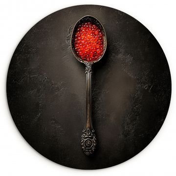 Cuadro redondo - Negro - Cuchara - Caviar