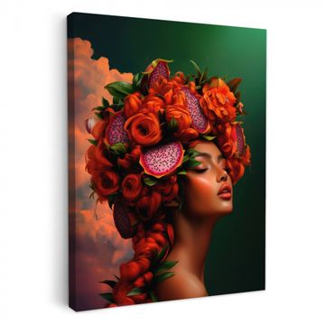 Lienzos decorativos - Mujer - Frutas de bebidas - Rosas