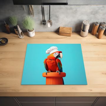 Protector de inducción - Guacamayo - Gorro de cocinero - Pedestal - Divertido
