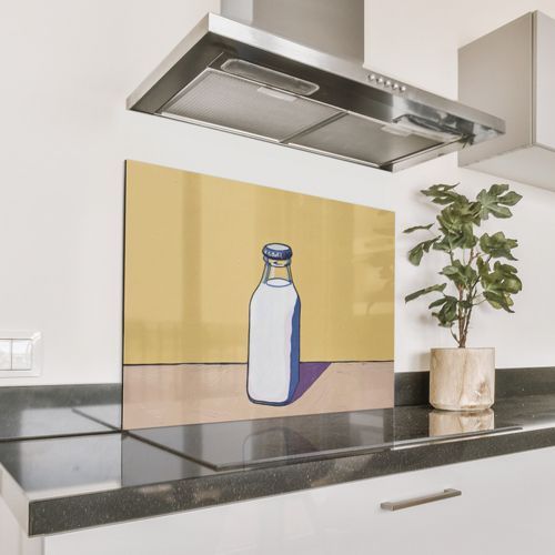 Salpicaderos de cocina - Vasos - Botella - Ilustración - Leche