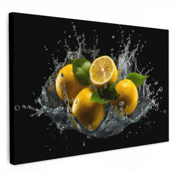 Lienzos decorativos - Limón - Fruta - Amarillo - Negro