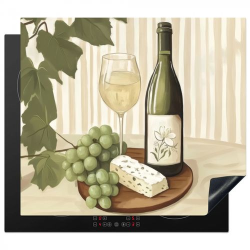 Protector de placa de induccion - Vino - Uvas - Queso - Hojas
