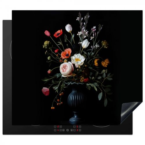 Protector de placa de induccion - Arreglo floral - Jarrón - Negro