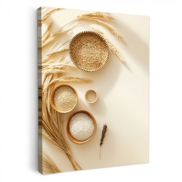 Lienzos decorativos - Cereales - Madera - Cuenco - Beige