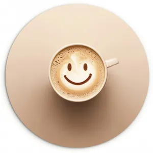 Cuadro redondo - Café - Espuma de leche - Sonrisa - Beige