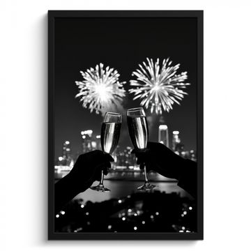 Cuadros enmarcados - Fuegos artificiales - Salud - Skyline - Champán