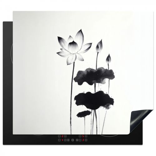 Protector de placa de induccion - Hojas - Negro - Flor de loto - Minimalista