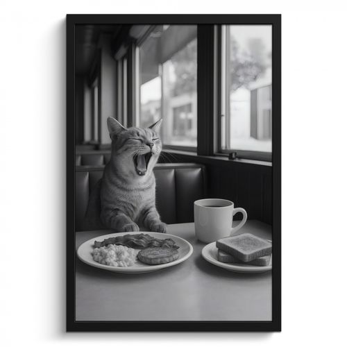 Cuadros enmarcados - Gato - Café - Pan - Negro