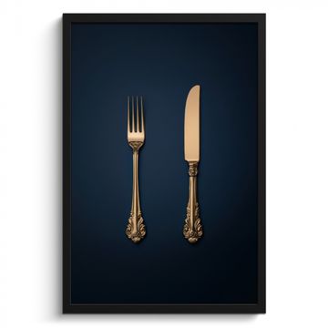 Cuadros enmarcados - Cubertería - Azul oscuro - Oro