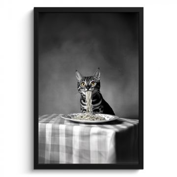Cuadros enmarcados - Bengala - Gato - Mantel - Negro - Blanco - Animal