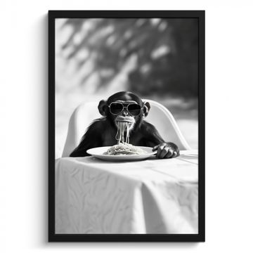 Cuadros enmarcados - Mono - Espagueti - Gafas de sol - Blanco y negro - Cool - Animal
